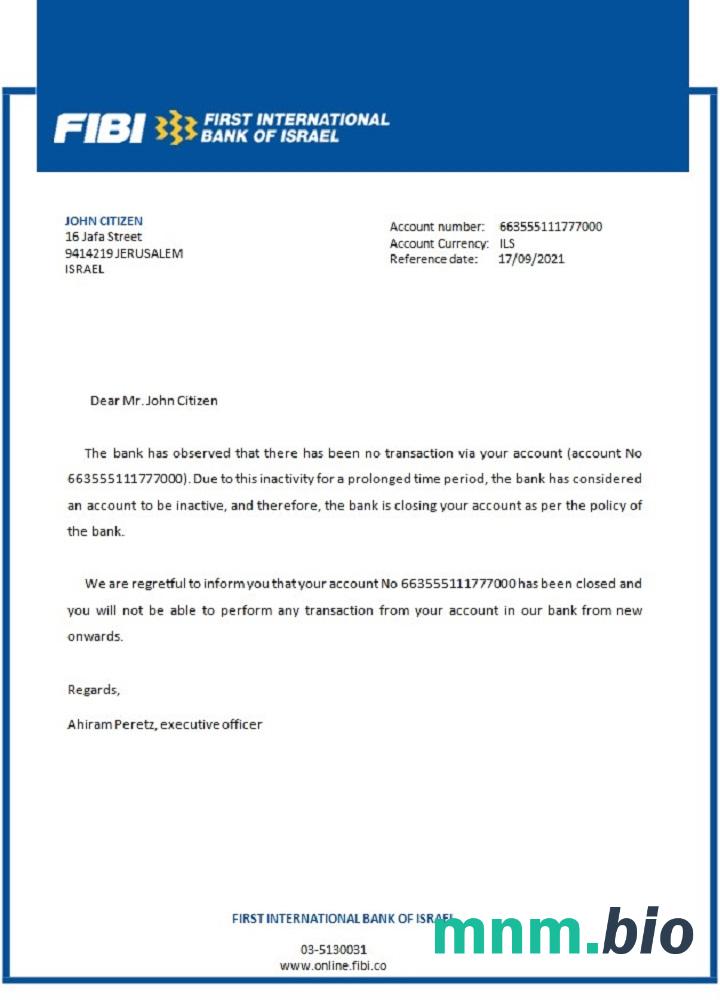 Przykład referencyjny zamknięcia Israel FIBI w formatach Word i PDF
